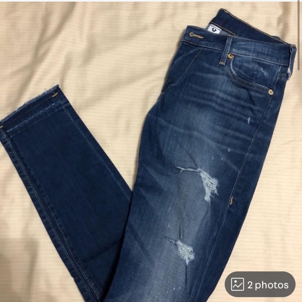 True religion skinny jeans distressed